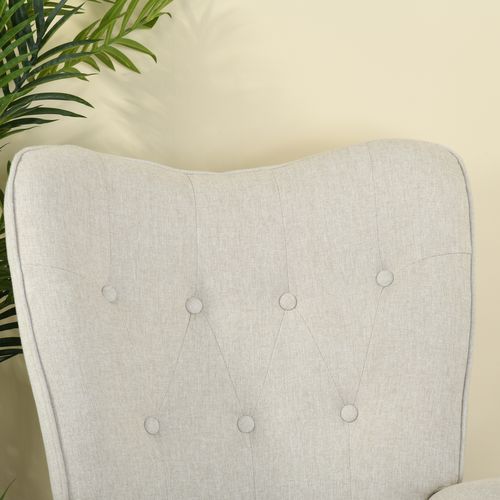 Lot De 2 Fauteuils à Bascule De Jardin - Tissu Beige Intemporel Et Pieds Métal