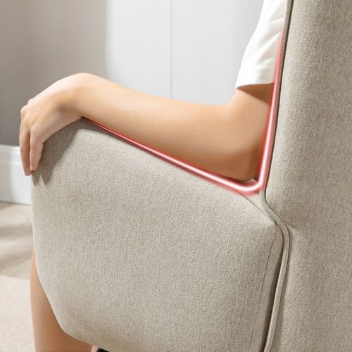 Lot De 2 Fauteuils à Bascule De Jardin - Tissu Beige Intemporel Et Pieds Métal