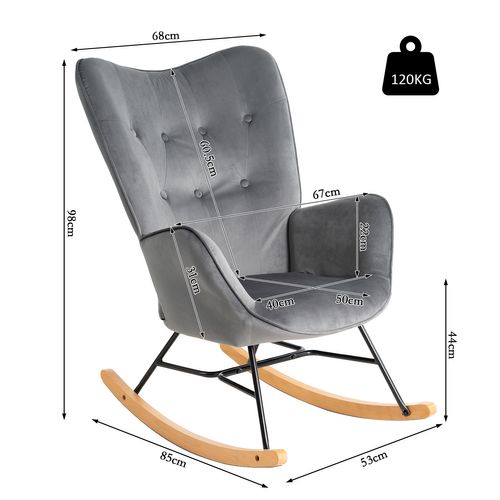 Fauteuil à Bascule De Jardin En Velours Gris - Style Scandinave Cocooning