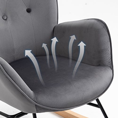 Fauteuil à Bascule De Jardin En Velours Gris - Style Scandinave Cocooning