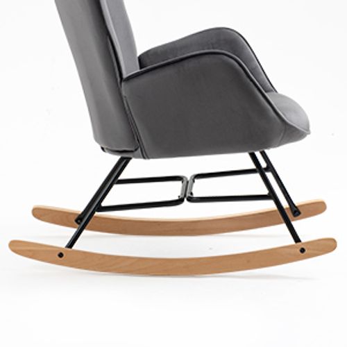 Fauteuil à Bascule De Jardin En Velours Gris - Style Scandinave Cocooning