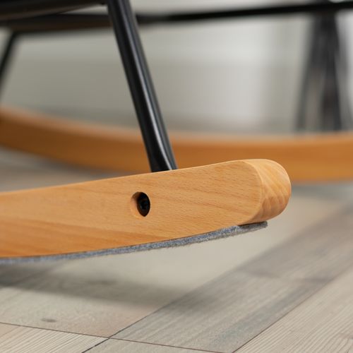 Lot De 2 Fauteuils à Bascule De Jardin - Revêtement Tissu Et Pieds Bois Métal