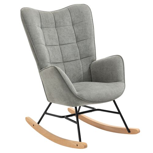 Fauteuil De Jardin à Bascule Relax - Tissu Gris Souple Ergonomique
