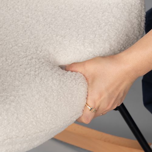 Lot De 2 Fauteuils à Bascule De Jardin - Tissu Bouclette Beige Pour Extérieur Abrité