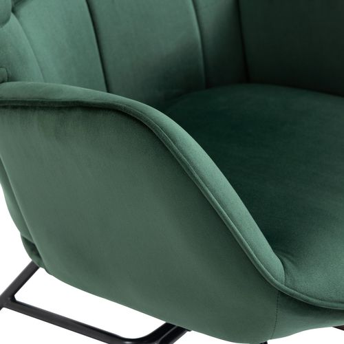 Lot De 2 Fauteuils à Bascule De Jardin - Velours Vert Pour Extérieur Abrité