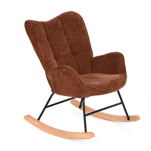 Fauteuil De Jardin à Bascule Confort – Tissu Rouge Profond Avec Pieds En Métal