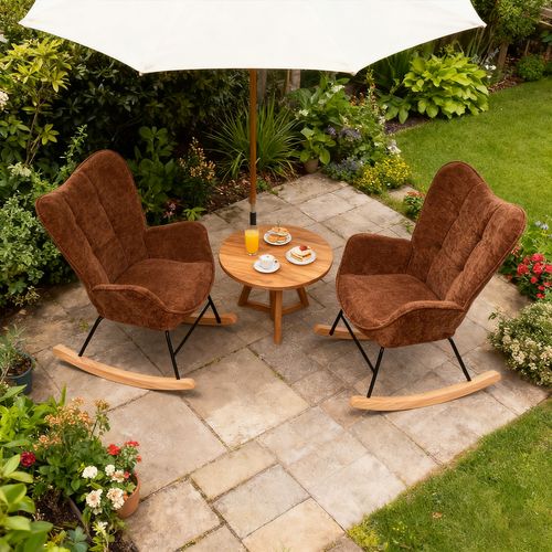 Lot De 2 Fauteuils De Jardin à Bascule – Tissu Rouge Profond Éclatant