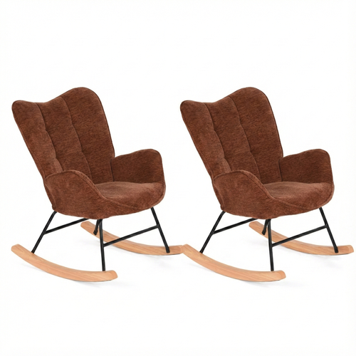 Lot De 2 Fauteuils De Jardin à Bascule – Tissu Rouge Profond Éclatant