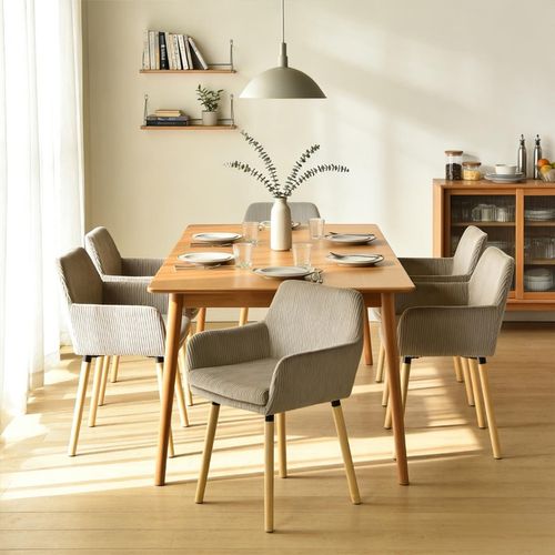 Lot De 2 Chaises De Salle à Manger Scandinave Rembourrée En Velours Côtelé, Pieds En Bois, Gris