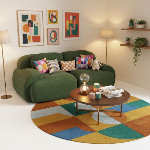 Canapé Modulable, 2 Places, Avec Accoudoirs, Revêtement En Velours Côtelé, Vert