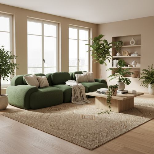 Canapé Modulable, 3 Places, Avec Accoudoirs, Revêtement En Velours Côtelé, Vert