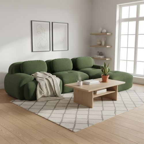 Canapé Modulable, 3 Places, Avec Accoudoirs, Revêtement En Velours Côtelé, Vert