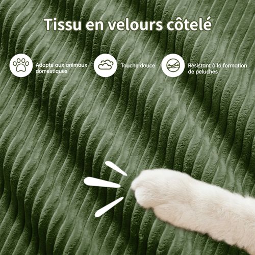 Canapé Modulable, 4 Places, Avec Accoudoirs, Revêtement En Velours Côtelé, Vert