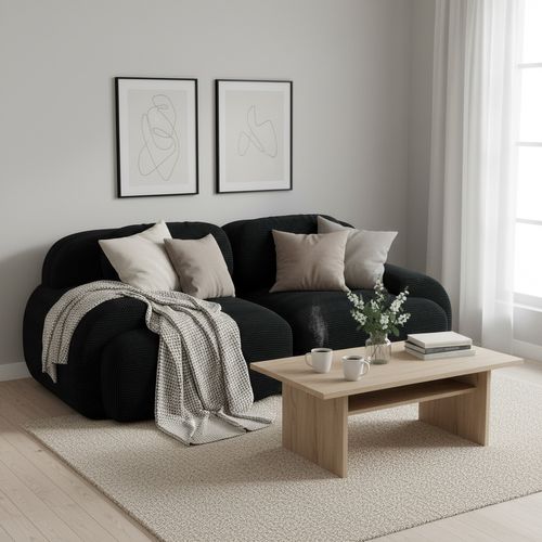 Canapé Modulable, 2 Places, Avec Accoudoirs, Revêtement En Velours Côtelé, Noir