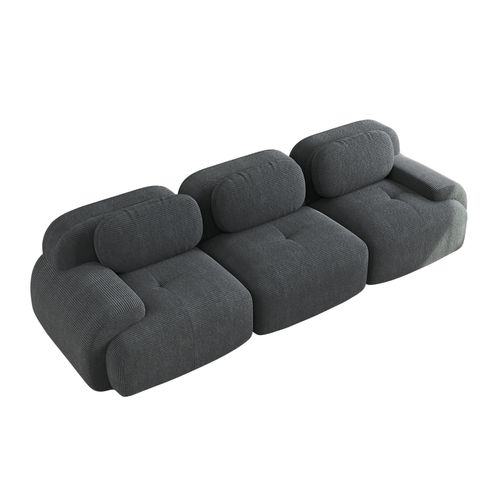 Canapé Modulable, 3 Places, Avec Accoudoirs, Revêtement En Velours Côtelé, Gris