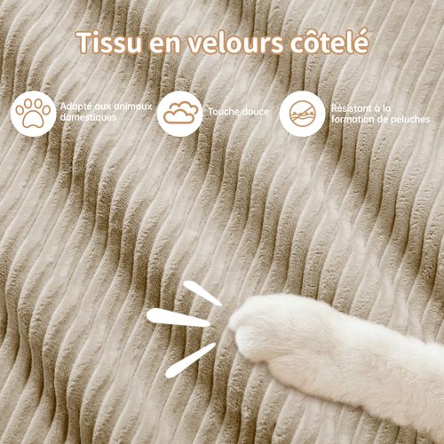 Canapé Modulable, 4 Places, Avec Accoudoirs, Revêtement En Velours Côtelé, Beige