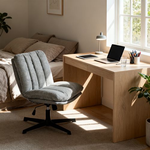 Chaise De Bureau Pivotant Avec Fonction D'inclinaison Et Hauteur Ajustable, Capacité 120 Kg, Gris