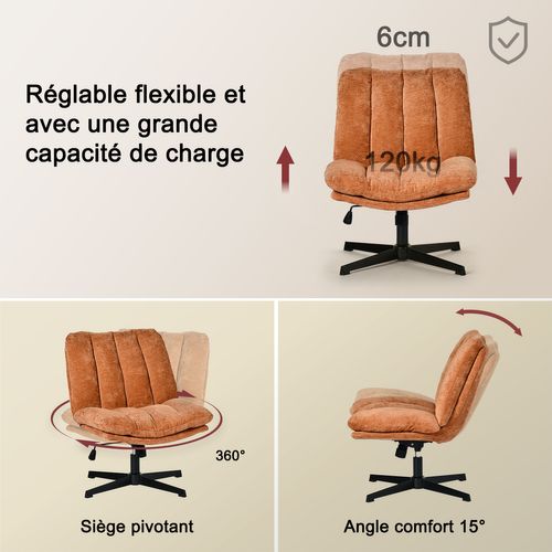 Chaise De Bureau Pivotant Avec Fonction D'inclinaison Et Hauteur Ajustable, Capacité 120 Kg, Rouge