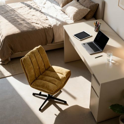 Chaise De Bureau Pivotant Avec Fonction D'inclinaison Et Hauteur Ajustable, Capacité 120 Kg, Jaune