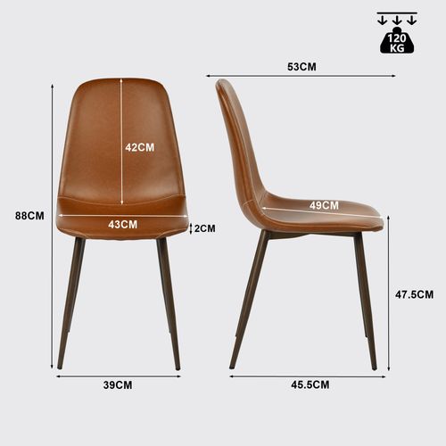 Lot De 2 Chaises De Salle à Manger Vintage Rembourrée En Simili Cuir, Marron