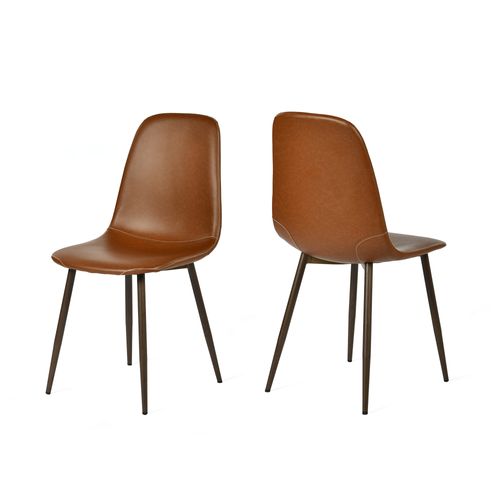 Lot De 2 Chaises De Salle à Manger Vintage Rembourrée En Simili Cuir, Marron
