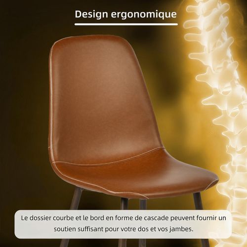 Lot De 2 Chaises De Salle à Manger Vintage Rembourrée En Simili Cuir, Marron