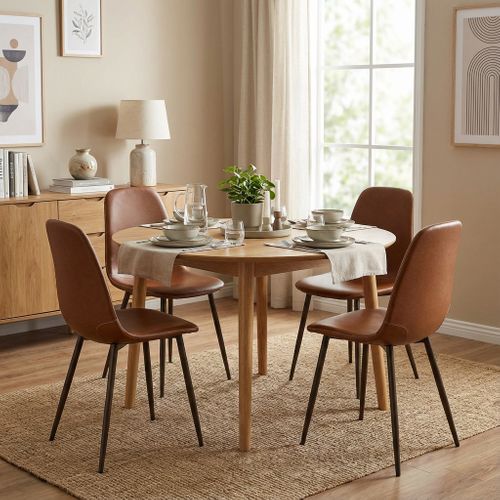 Lot De 4 Chaises De Salle à Manger Vintage Rembourrée En Simili Cuir, Marron