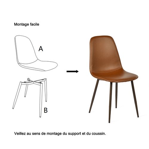 Lot De 6 Chaises De Salle à Manger Vintage Rembourrée En Simili Cuir, Marron