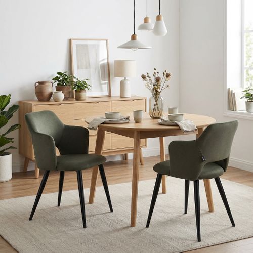 Lot De 2 Chaises De Salle à Manger Rembourrée En Tissu Adapté Aux Animaux De Compagnie, Vert