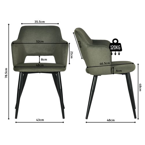 Lot De 2 Chaises De Salle à Manger Rembourrée En Tissu Adapté Aux Animaux De Compagnie, Vert
