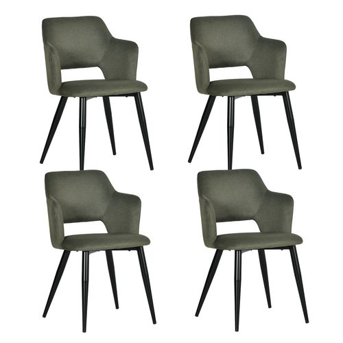 Lot De 4 Chaises De Salle à Manger Rembourrée En Tissu Adapté Aux Animaux De Compagnie, Vert