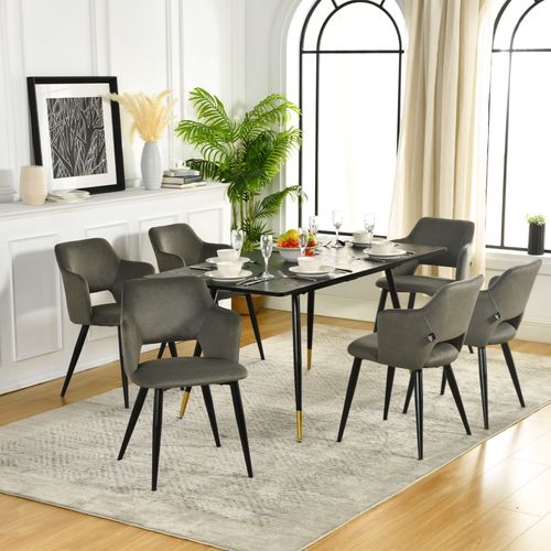 Lot De 6 Chaises De Salle à Manger Rembourrée En Tissu Adapté Aux Animaux De Compagnie, Vert