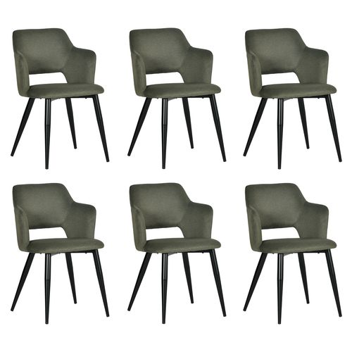 Lot De 6 Chaises De Salle à Manger Rembourrée En Tissu Adapté Aux Animaux De Compagnie, Vert