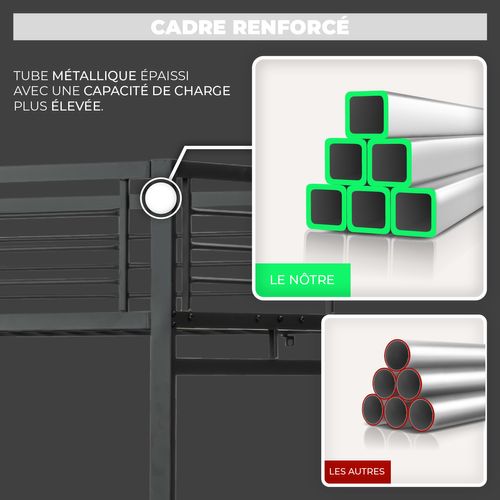 Lit Mezzanine Avec Bureau 140x190cm Pour Enfant, Noir