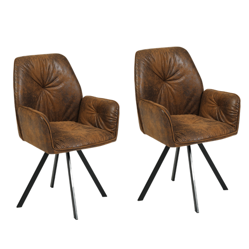 Lot De 2 Chaises Salle à Manger Pivotantes 360° En Velours Rembourré, Marron