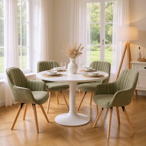 Lot De 2 Chaises Salle à Manger Pivotantes Avec Accoudoirs Pieds Bois Massif, Vert