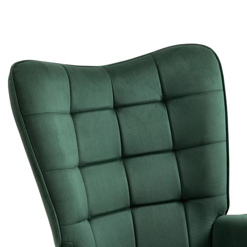 Fauteuil à Bascule Rocking Chair Revêtement En Velours Vert