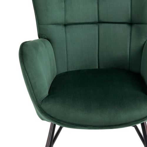 Fauteuil à Bascule Rocking Chair Revêtement En Velours Vert