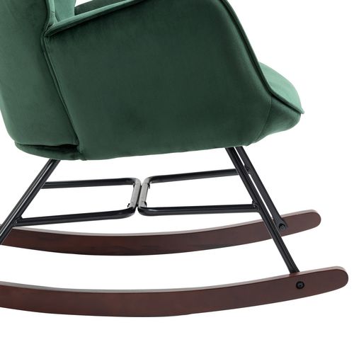 Fauteuil à Bascule Rocking Chair Revêtement En Velours Vert