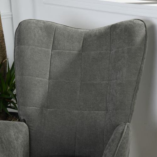 Lot De 2 Fauteuils à Bascule, Rocking Chair En Tissu Avec Pieds Bois Et Métal