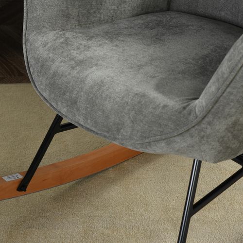 Lot De 2 Fauteuils à Bascule, Rocking Chair En Tissu Avec Pieds Bois Et Métal