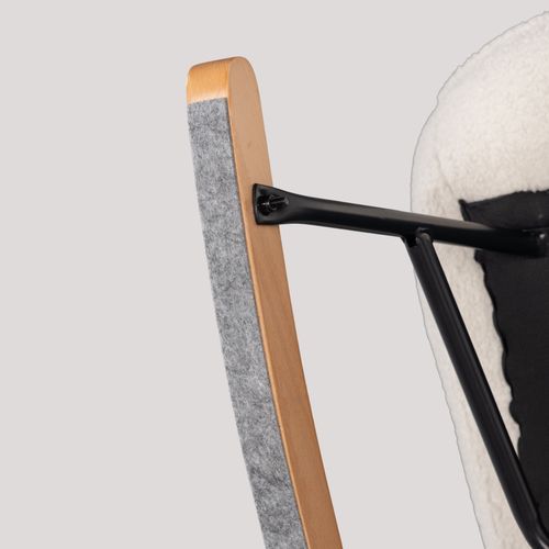 Lot De 2 Fauteuils à Bascule, Rocking Chair En Bouclette Avec Pieds Bois Et Métal