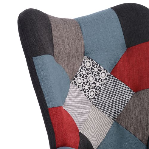 Lot De 2 Fauteuils à Bascule, Rocking Chair En Tissu Patchwork Avec Pieds Bois Et Métal