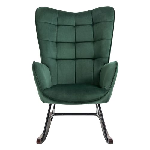 Lot De 2 Fauteuils à Bascule, Rocking Chair En Velours Avec Pieds Bois Et Métal