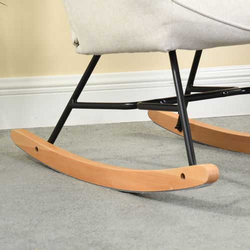 Lot De 2 Fauteuils à Bascule, Rocking Chair En Tissu Avec Pieds Bois Et Métal