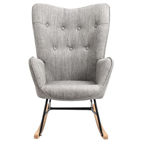 Lot De 2 Fauteuils à Bascule, Rocking Chair En Tissu Avec Pieds Bois Et Métal