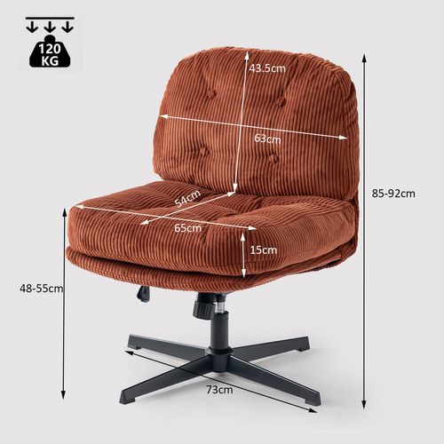 Fauteuil Ergonomique Pivotant Hauteur Réglable En Velours Côtelé Rouge