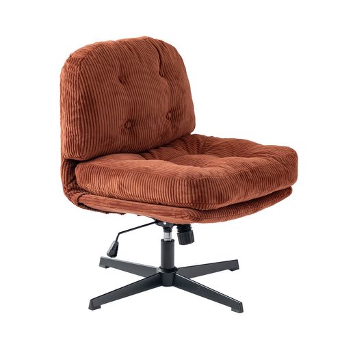 Fauteuil Ergonomique Pivotant Hauteur Réglable En Velours Côtelé Rouge