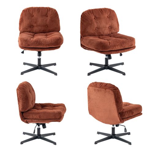 Fauteuil Ergonomique Pivotant Hauteur Réglable En Velours Côtelé Rouge