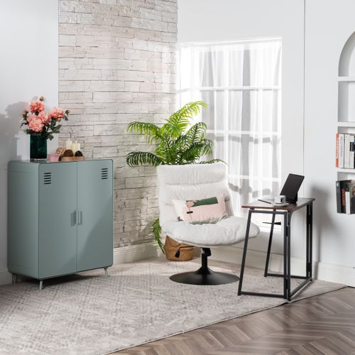 Fauteuil Ergonomique Pivotant Hauteur Réglable En Bouclette Blanc